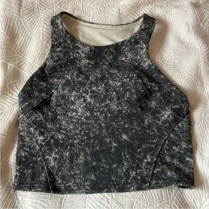 lululemon athletica Black Marble-Print High Neck Crop Tank